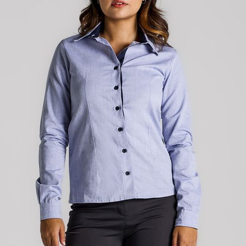Blusa Cotton Blue Manga Longa Feminina