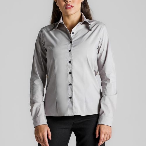 Blusa Gris Manga Longa Feminino Cinza Claro