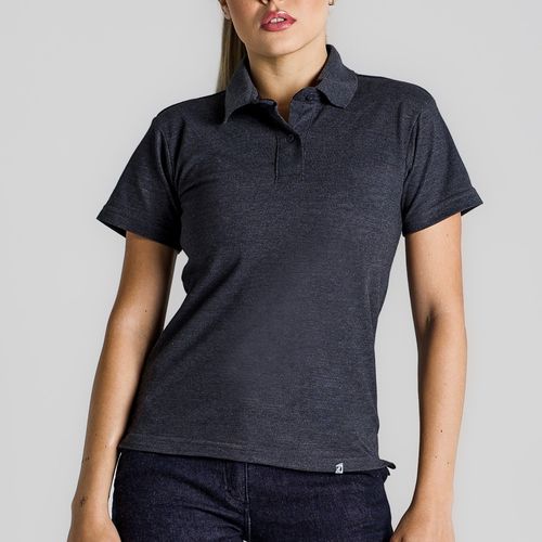 Camisa Polo Piquet Feminina Cinza Chumbo