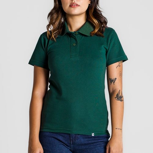 Camisa Polo Piquet Feminina Verde Musgo