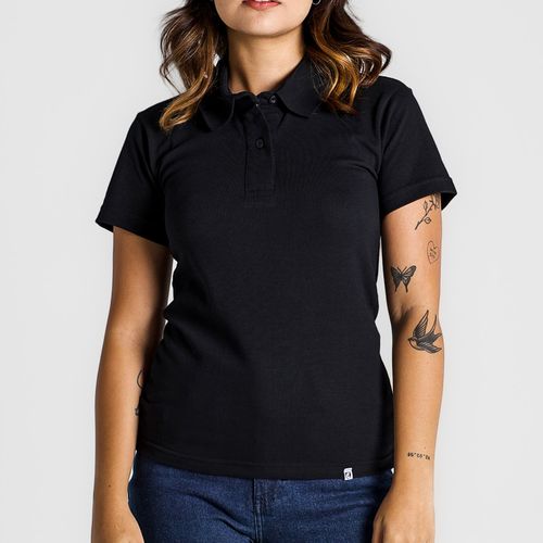 Camisa Polo Piquet Feminina Preta