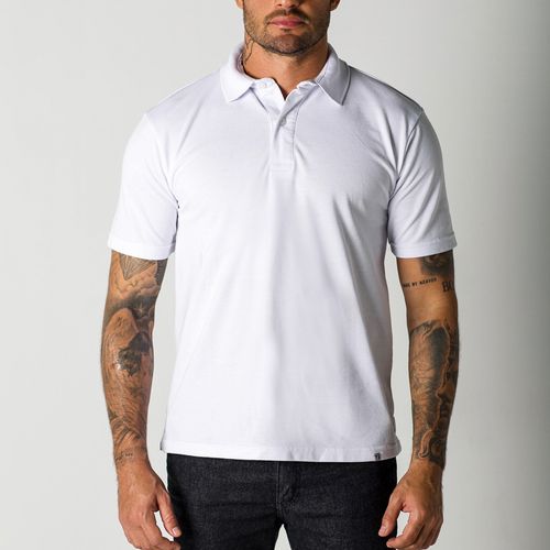 Camisa Polo Piquet Masculina Branca