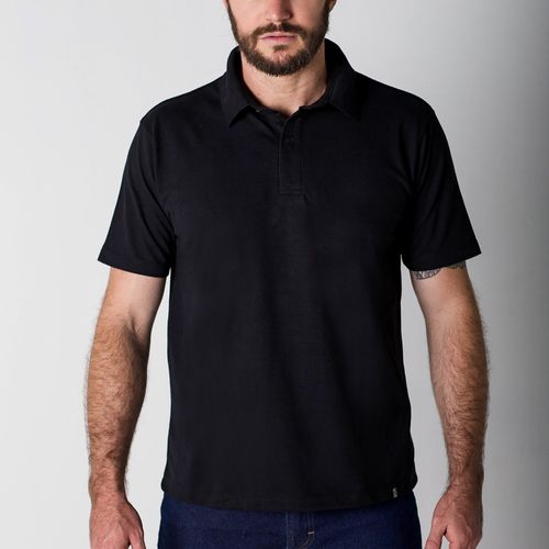 Camisa Polo Piquet Masculina Preta