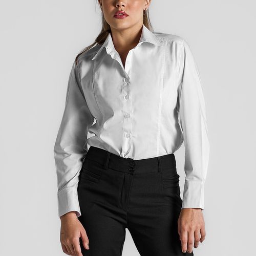 Camisa Tricoline Branca Manga Longa Feminina Citerol