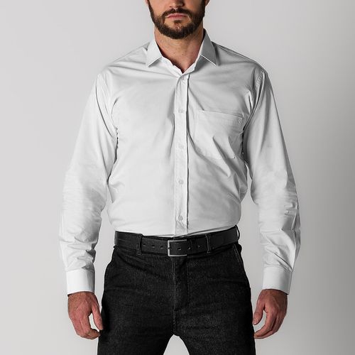 Camisa Social Tricoline Branca Manga Longa Citerol