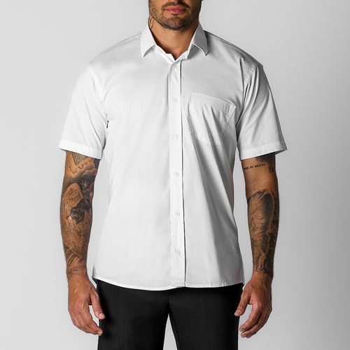 Camisa Social Tricoline Branca Manga Curta Citerol