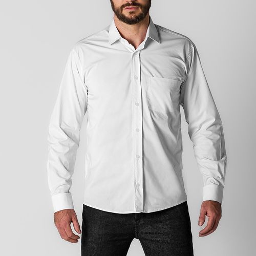 Camisa Confort Branca Manga Longa Masculina