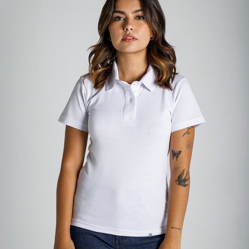 Camisa Polo Piquet Feminina Branca