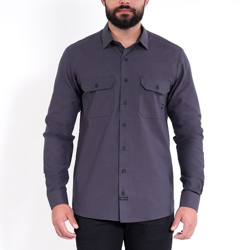 Workshirt Camisa Rock Cinza Noturno Manga Longa