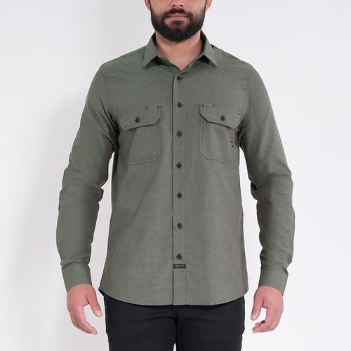 Workshirt Camisa Rock Verde Oliva Manga Longa