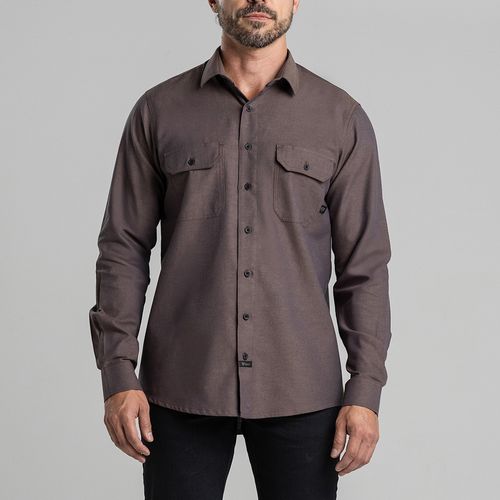Workshirt Camisa Rock Marrom Manga Longa