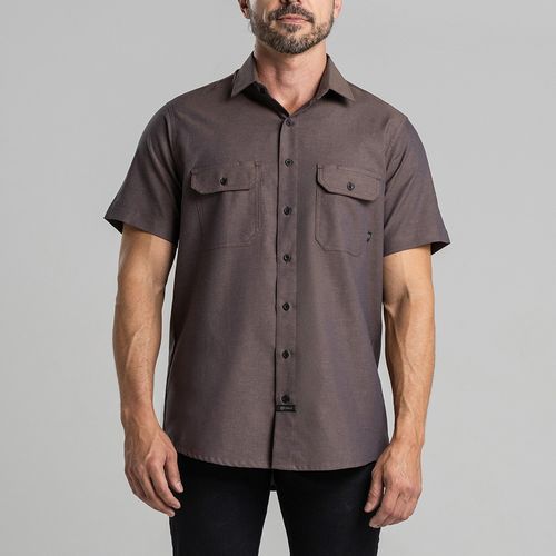 Workshirt Camisa Rock Marrom Manga Curta